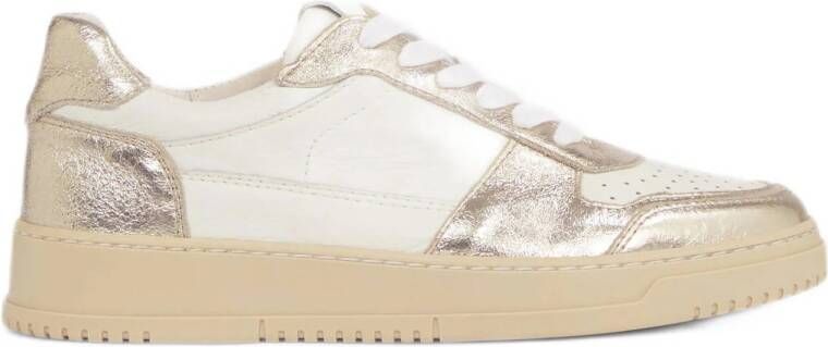 JOSH V Winona leren sneakers wit goud - Schoenen.nl