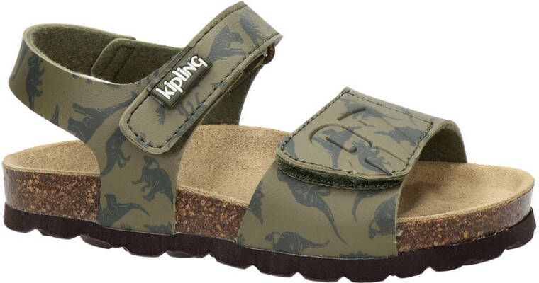 Kipling Scato 2 sandalen met dino's kaki