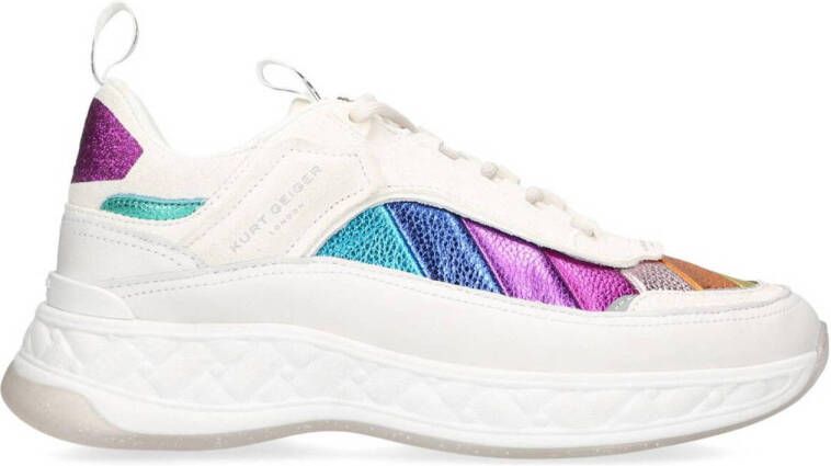 Kurt Geiger Beige Kensington Sneaker met Regenboogaccenten Multicolor Dames