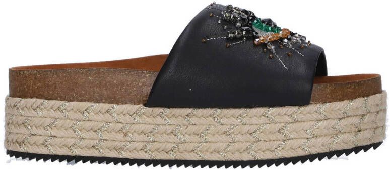 Kurt Geiger Kensinton Eye Flatform leren slippers zwart