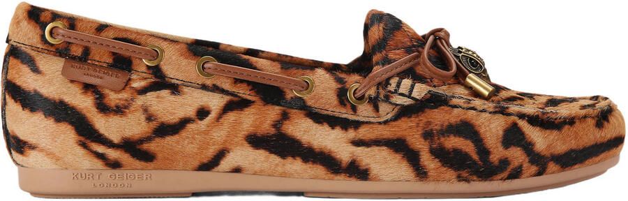 Kurt Geiger Eagle mocassins met panterprint cognac