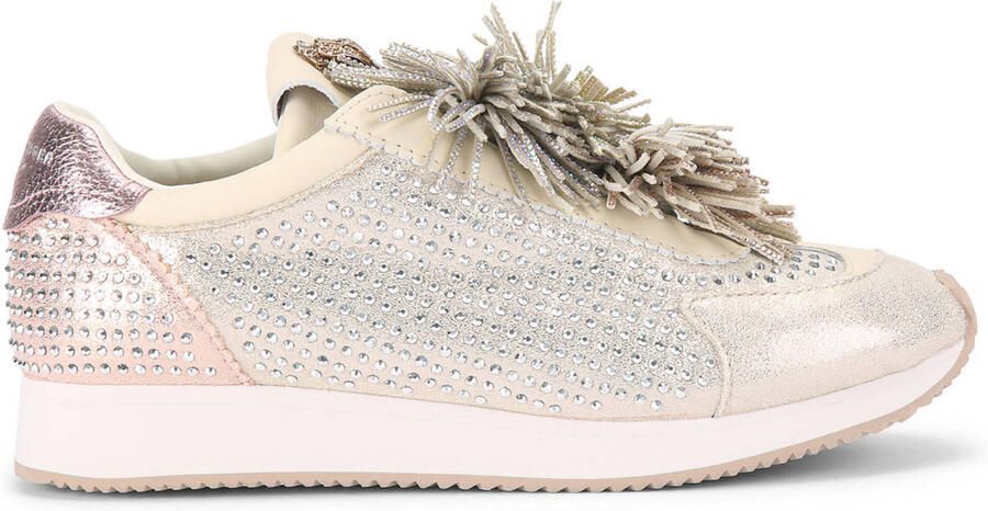 Kurt Geiger Islington Pom Pump leren slip-on sneakers met strass lichtroze