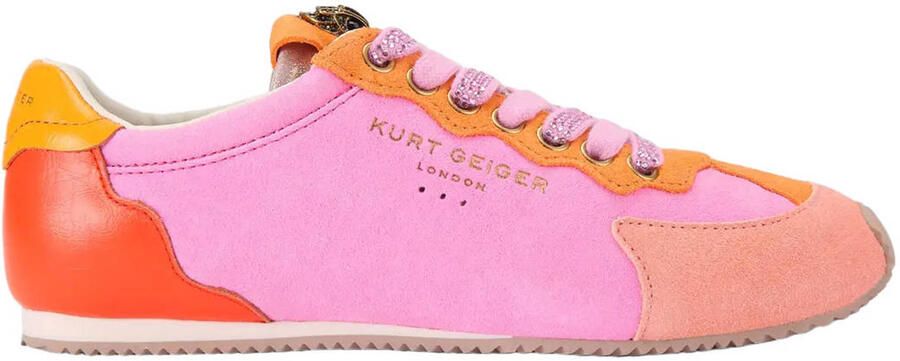 Kurt Geiger Islington suède sneakers met strass roze oranje