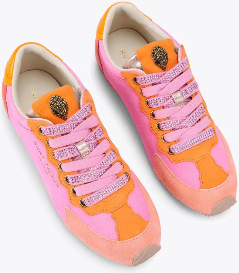 Kurt Geiger Islington suède sneakers met strass roze oranje - Foto 2