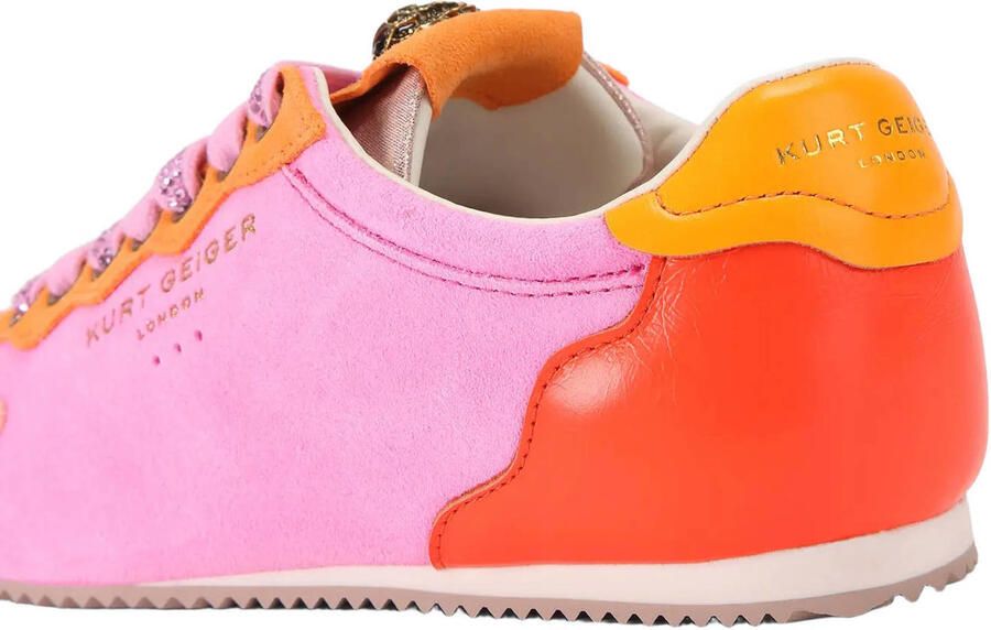Kurt Geiger Islington suède sneakers met strass roze oranje - Foto 3