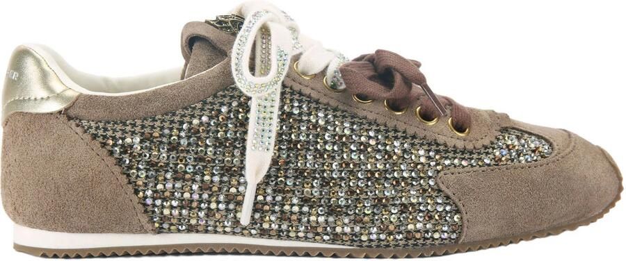 Kurt Geiger Islington suède sneakers met strass-steentjes bruin