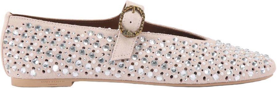 Kurt Geiger Mayfair suède ballerina's met parels en strass beige