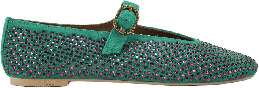 Kurt Geiger Mayfair suède ballerina's met strass groen