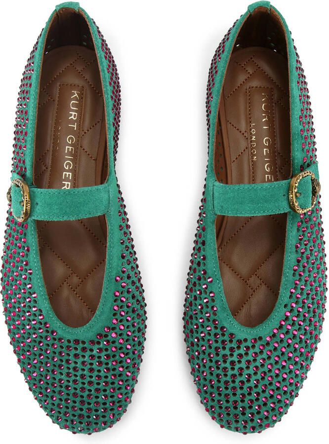 Kurt Geiger Mayfair suède ballerina's met strass groen - Foto 3