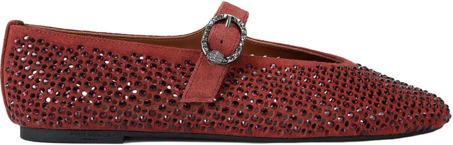 Kurt Geiger Mayfair suède ballerina's met strass-steentjes bordeaux
