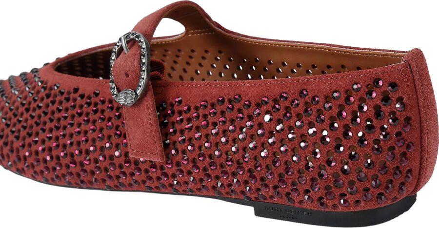 Kurt Geiger Mayfair suède ballerina's met strass-steentjes bordeaux - Foto 3