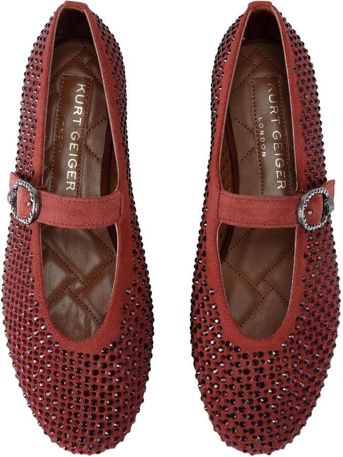 Kurt Geiger Mayfair suède ballerina's met strass-steentjes bordeaux - Foto 2
