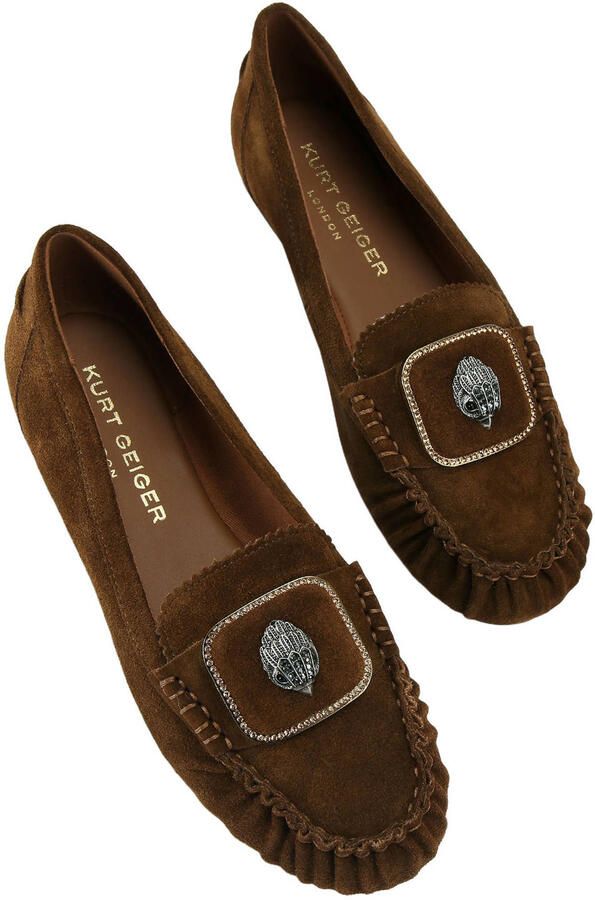 Kurt Geiger Pimlico suède mocassins met strass-steentjes bruin - Foto 2
