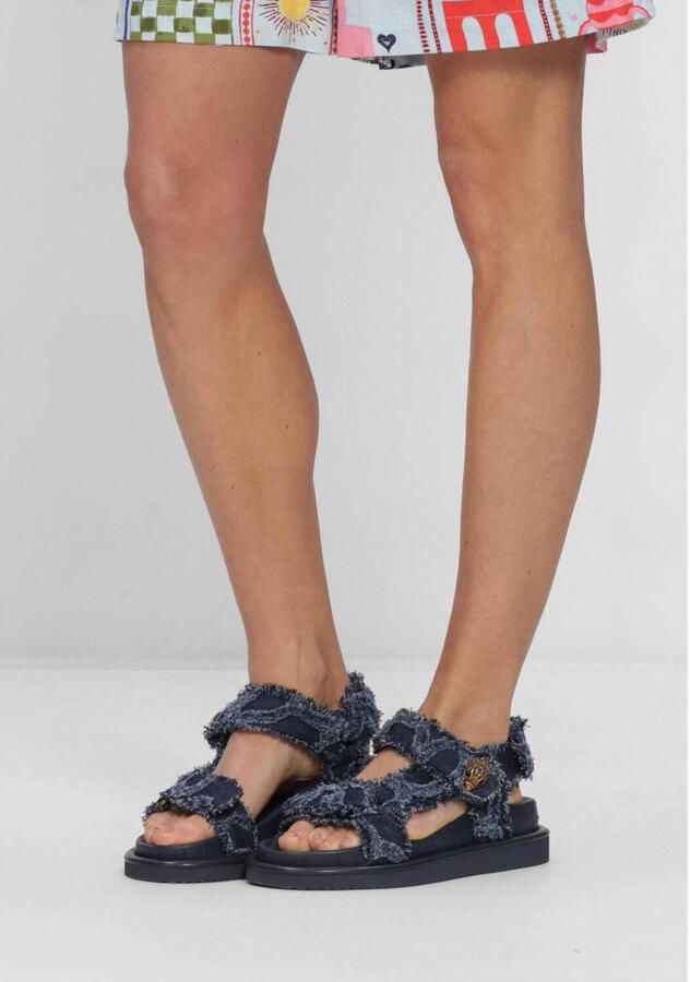 Kurt Geiger London Dames Platte sandalen Orson Sandal Blauw Textiel Plateauzool - Foto 6