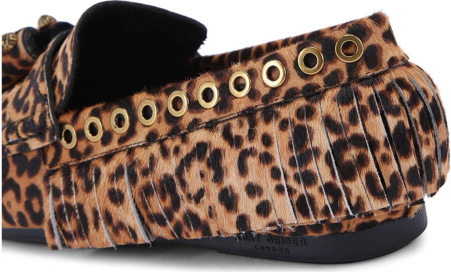 Kurt Geiger Tassel fringe mocassins met ponyhair en panterprint cognac bruin - Foto 3