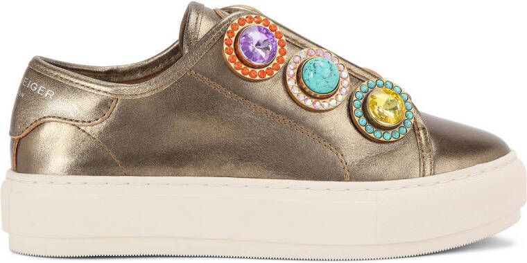 Kurt Geiger leren sneakers met sierstenen brons