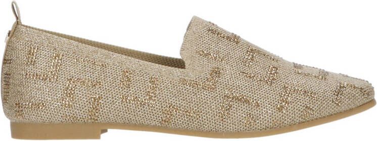 La Strada knitted loafers met glitters beige