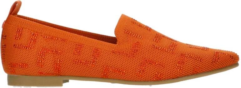 La Strada knitted loafers met glitters oranje