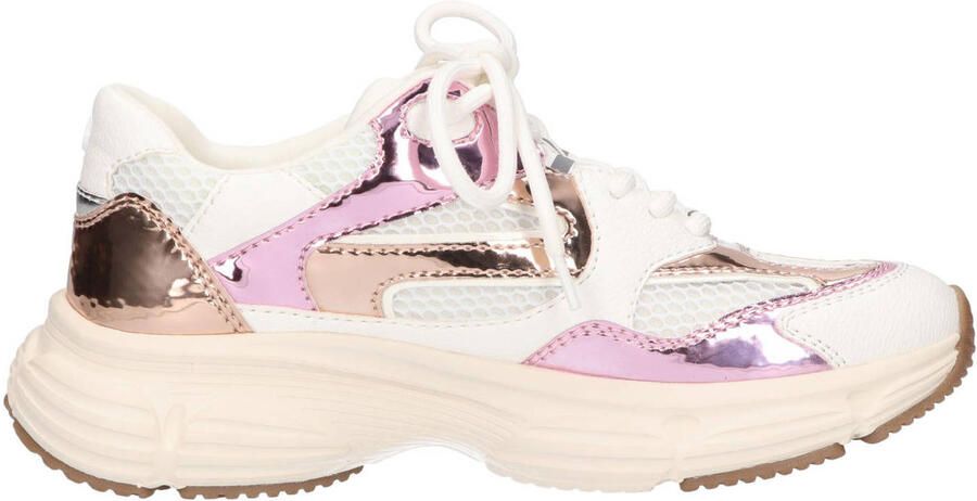 La Strada Sneaker Wit Roze Textiel Damesschoenen