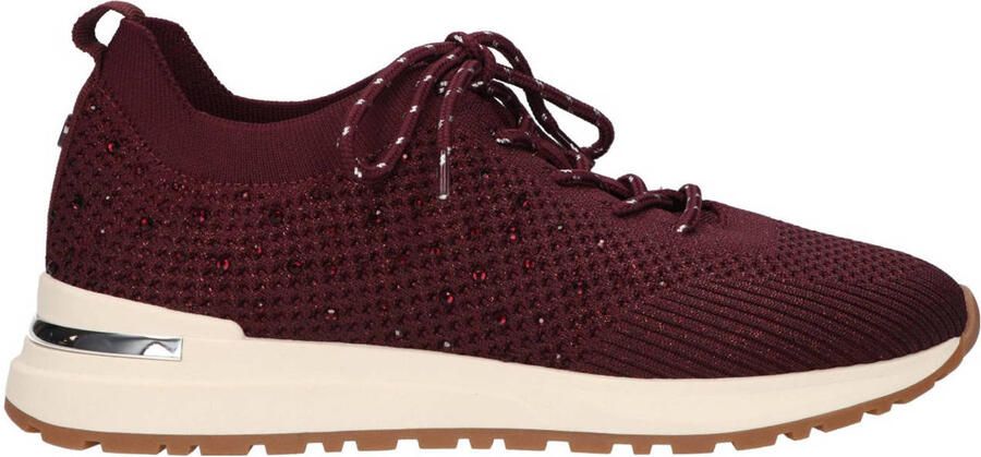 La Strada knitted sneakers met strass aubergine