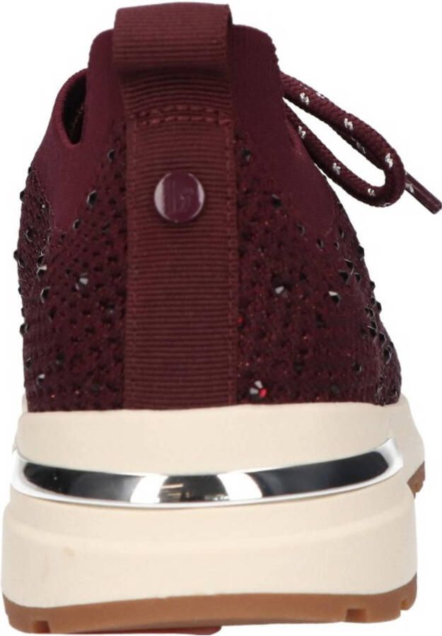 La Strada knitted sneakers met strass aubergine