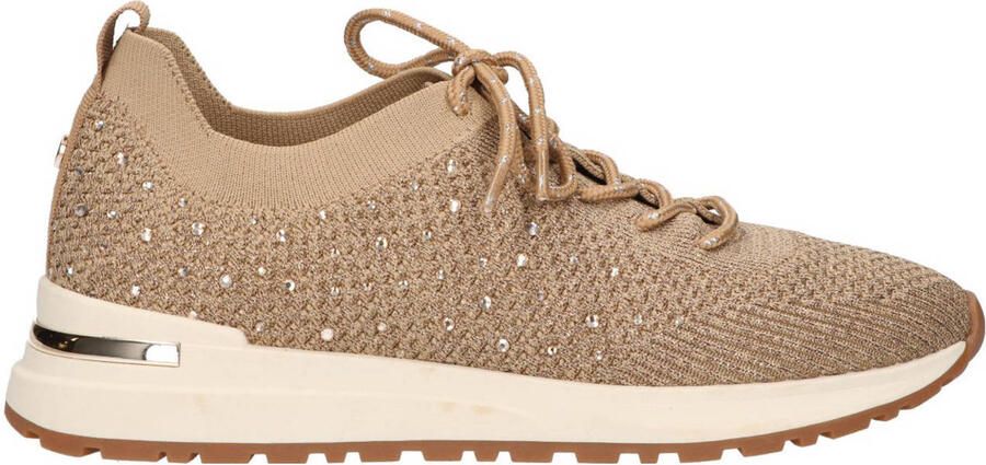 La Strada knitted sneakers met strass goud
