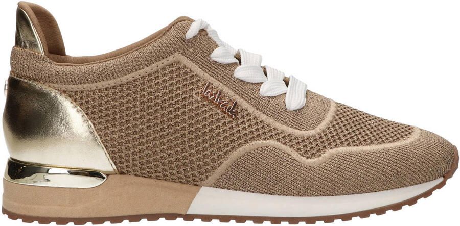 La Strada sneakers met glitters lichtbruin goud