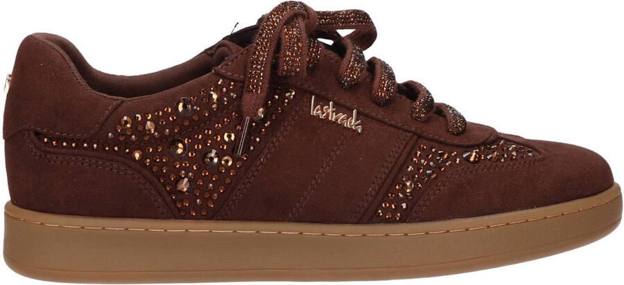 La Strada Sneaker Met Steentjes Bruin Textiel Damesschoenen