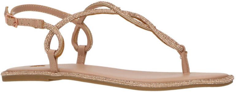 La Strada sandalen met strass steentjes beige