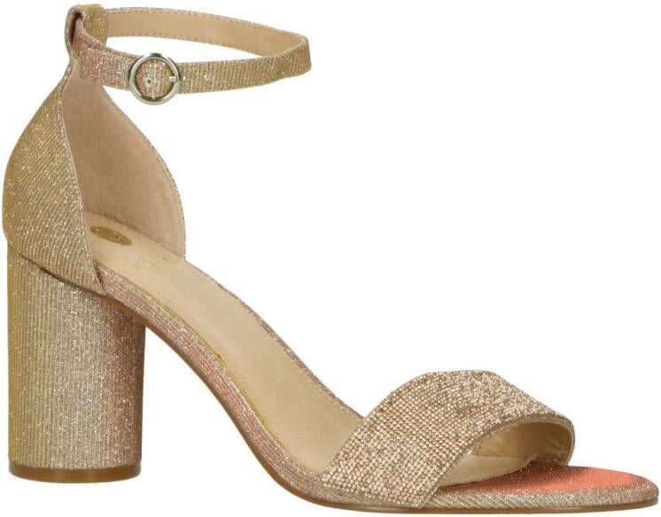 La strada Gouden Glitter Sandalette met Enkelbandje Yellow Dames