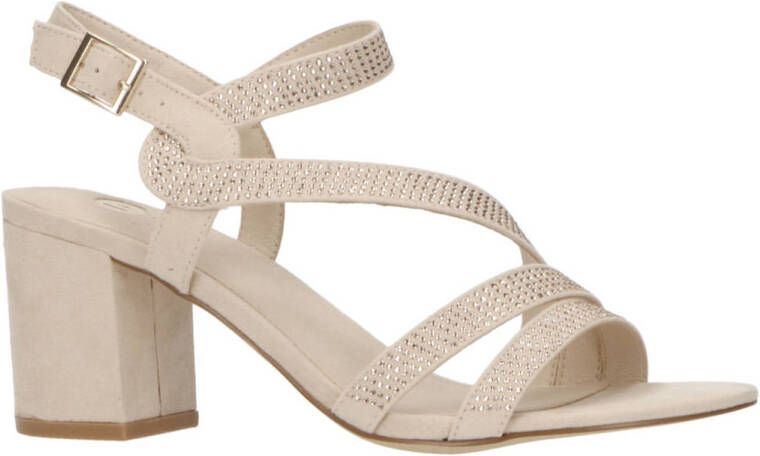 La Strada sandalettes met strass steentjes beige