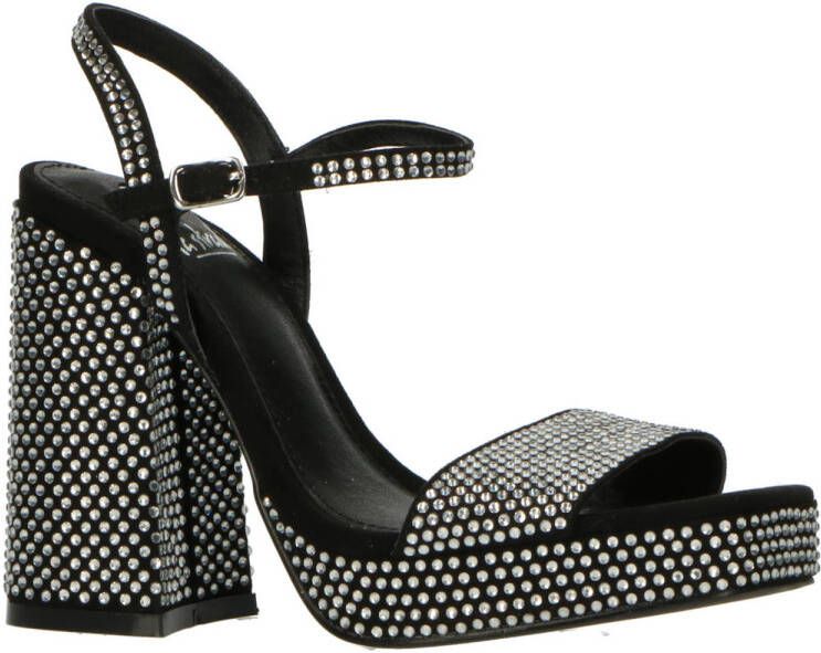 La Strada sandalettes met strass steentjes zwart