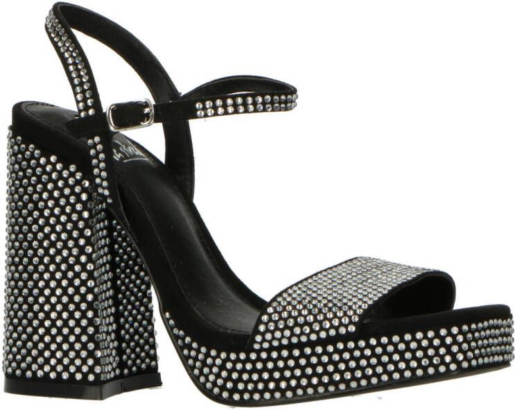 La Strada sandalettes met strass steentjes zwart