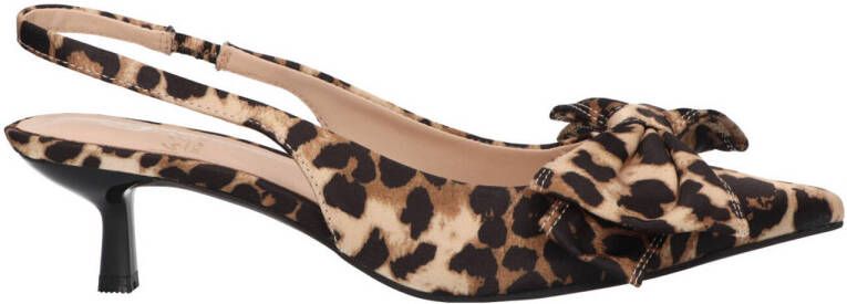 La Strada slingback pumps met panterprint beige bruin