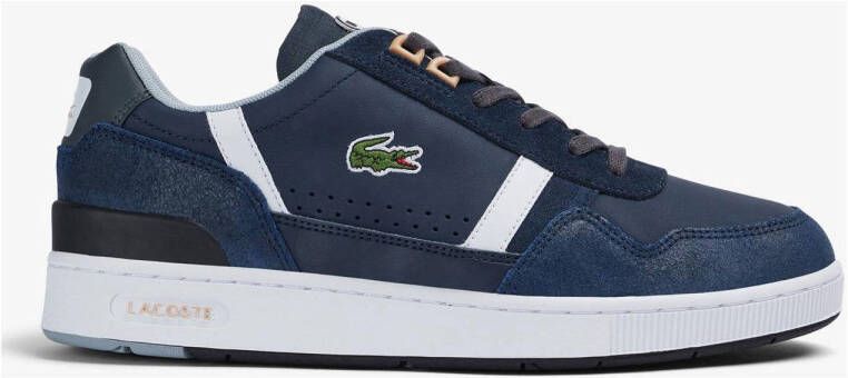 Lacoste T-Clip leren sneakers donkerblauw wit