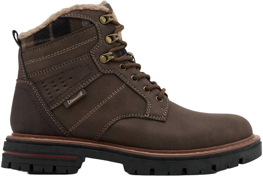 Landrover suèdelook veterboots met profielzool bruin