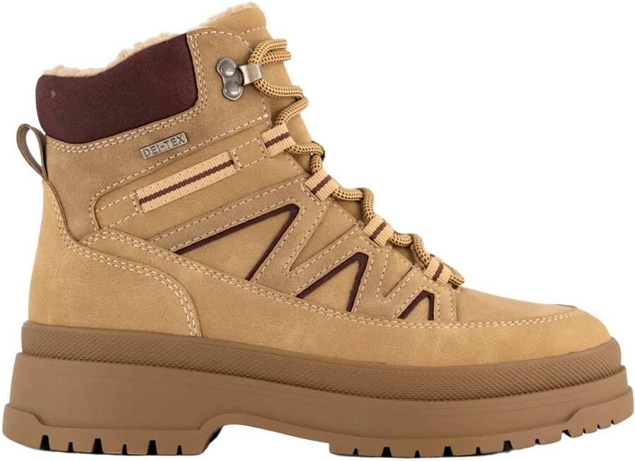 Landrover suèdelook veterboots met profielzool camel