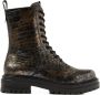 Laza i Alize leren veterboots met slangenprint goud - Thumbnail 1