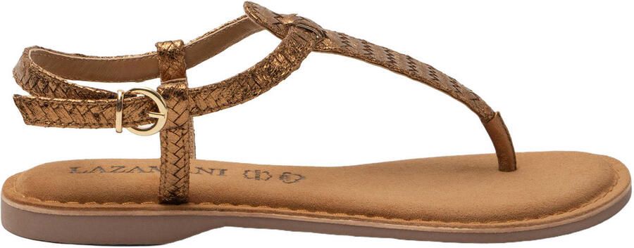 Lazamani Ira sandalen met gevlochten koper
