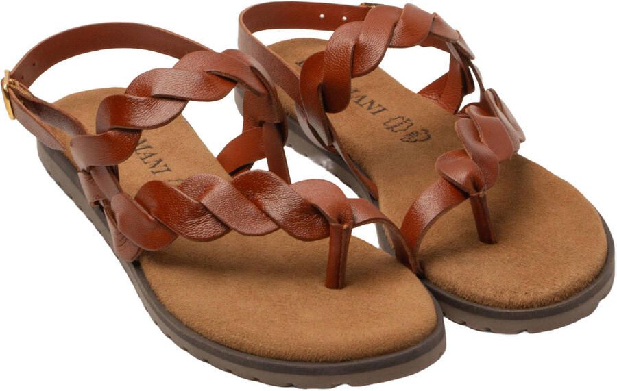 Lazamani Jona leren sandalen met gevlochten cognac - Foto 3