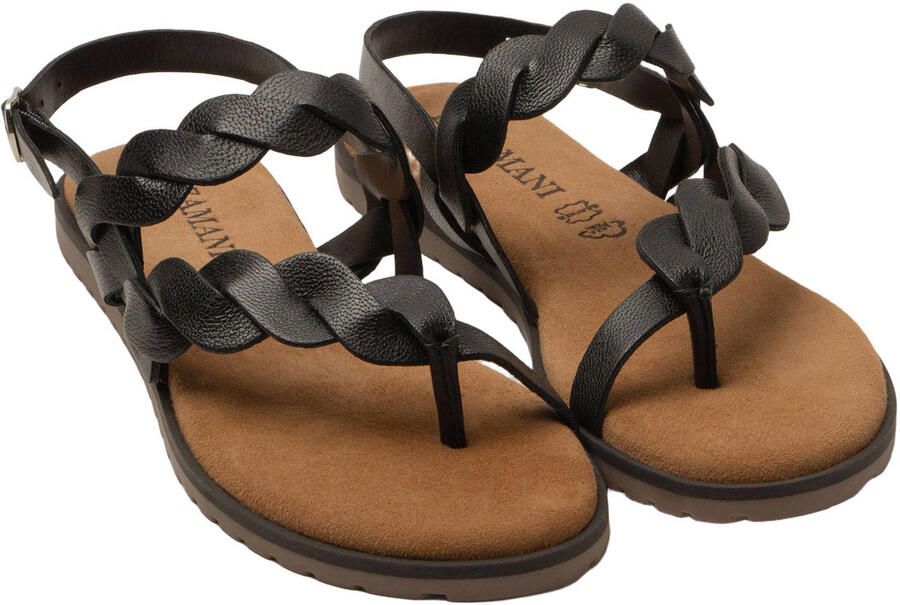 Lazamani Jona leren sandalen met gevlochten zwart - Foto 3