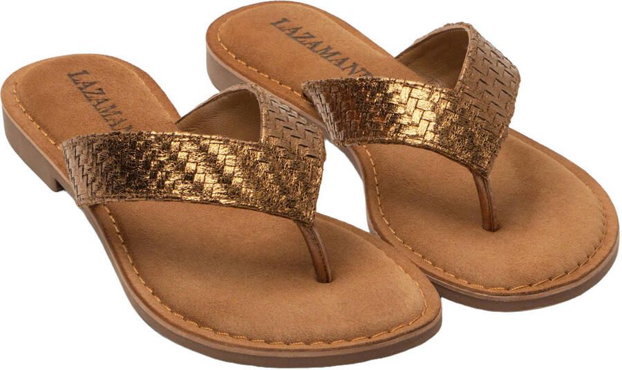 Lazamani Jule teenslippers met gevlochten koper - Foto 3