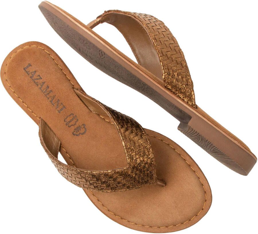 Lazamani Jule teenslippers met gevlochten koper - Foto 2