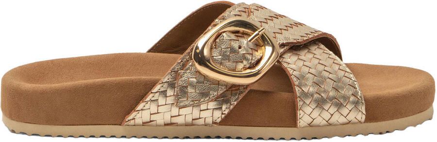Lazamani Kaja Dames Slippers Leer Gold