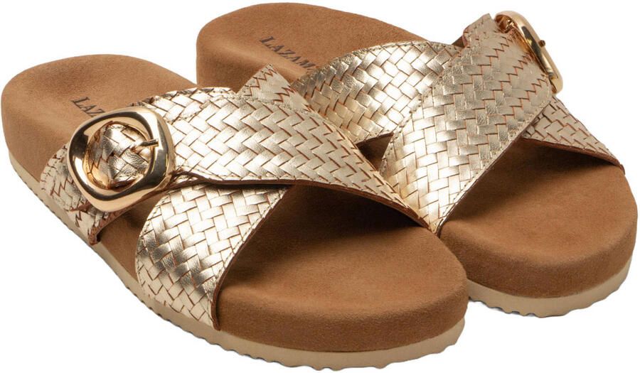 Lazamani Kaja Dames Slippers Leer Gold - Foto 3