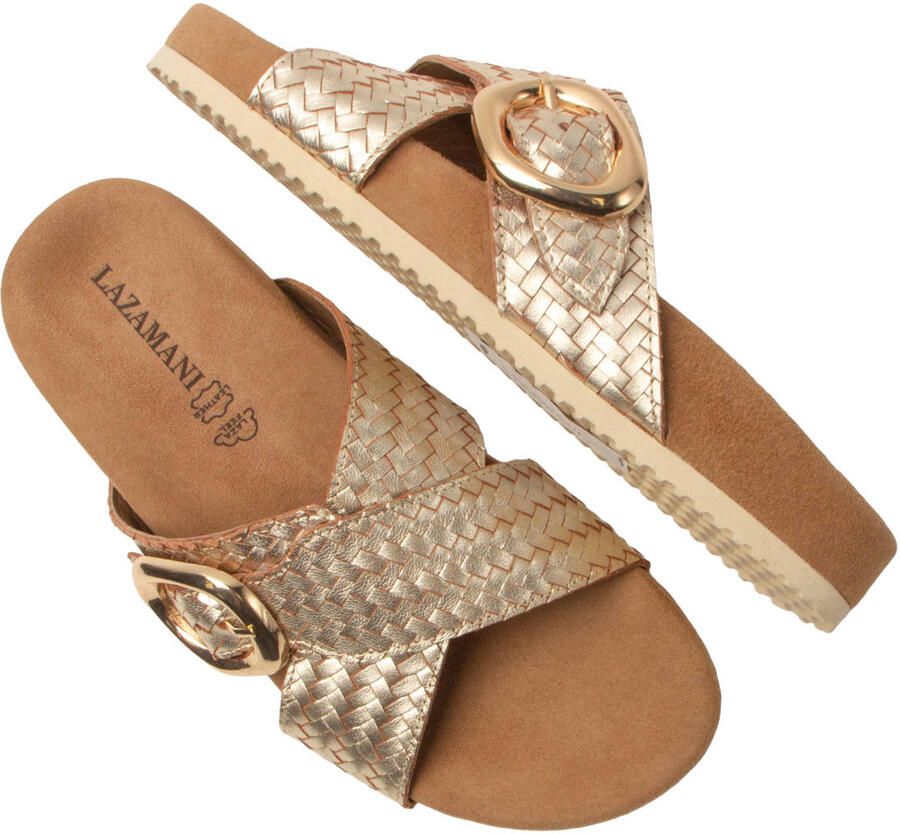 Lazamani Kaja Dames Slippers Leer Gold - Foto 2
