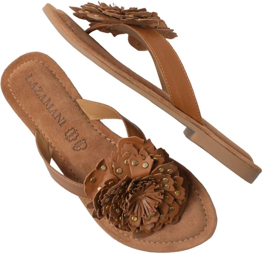 Lazamani Kira Dames Teenslippers Leer Tan - Foto 2