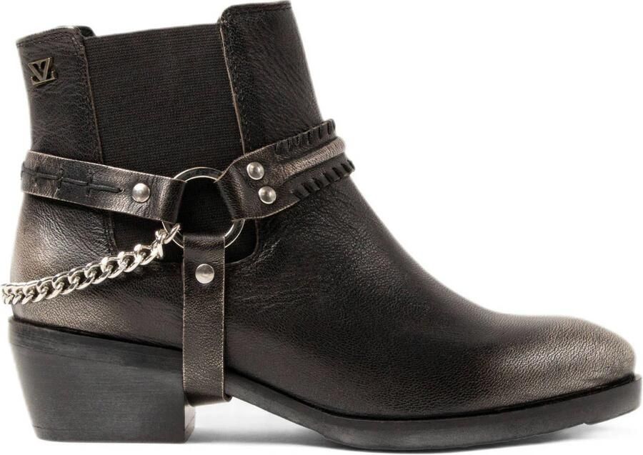 Lazamani leren chelsea boots met afneembare riempjes grijs