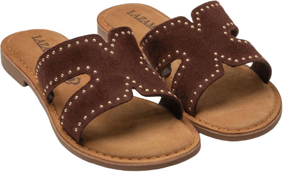 Lazamani Lina Small Studs Slippers Dames Bruin - Foto 3