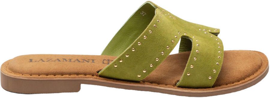 Lazamani Lina Small Studs Slippers Dames Groen